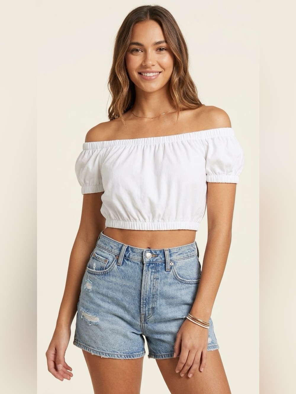 Wilfred White Off-Shoulder Cropped Top size XS